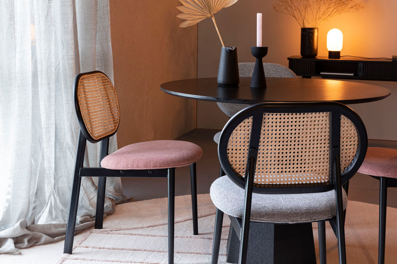 Esszimmerstuhl Spike Natural/Pink aus Rattan mit Stahlgestell Zuiver