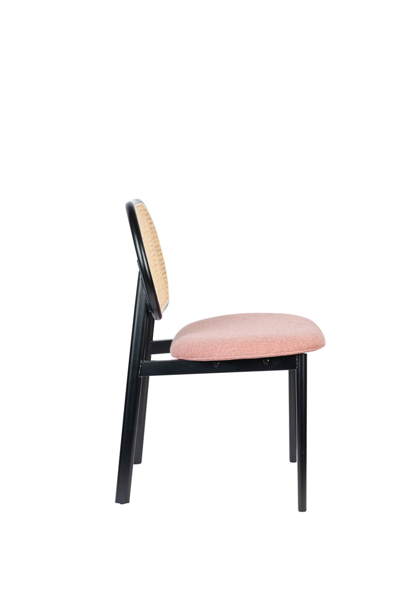 Esszimmerstuhl Spike Natural/Pink aus Rattan mit Stahlgestell Zuiver