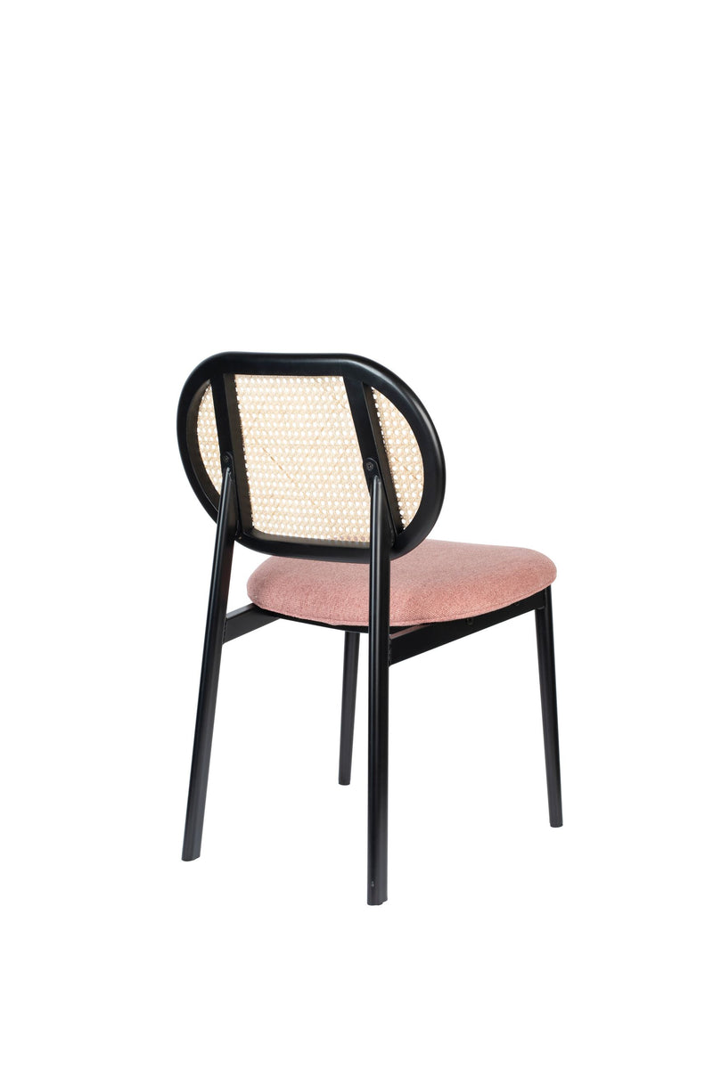 Esszimmerstuhl Spike Natural/Pink aus Rattan mit Stahlgestell Zuiver