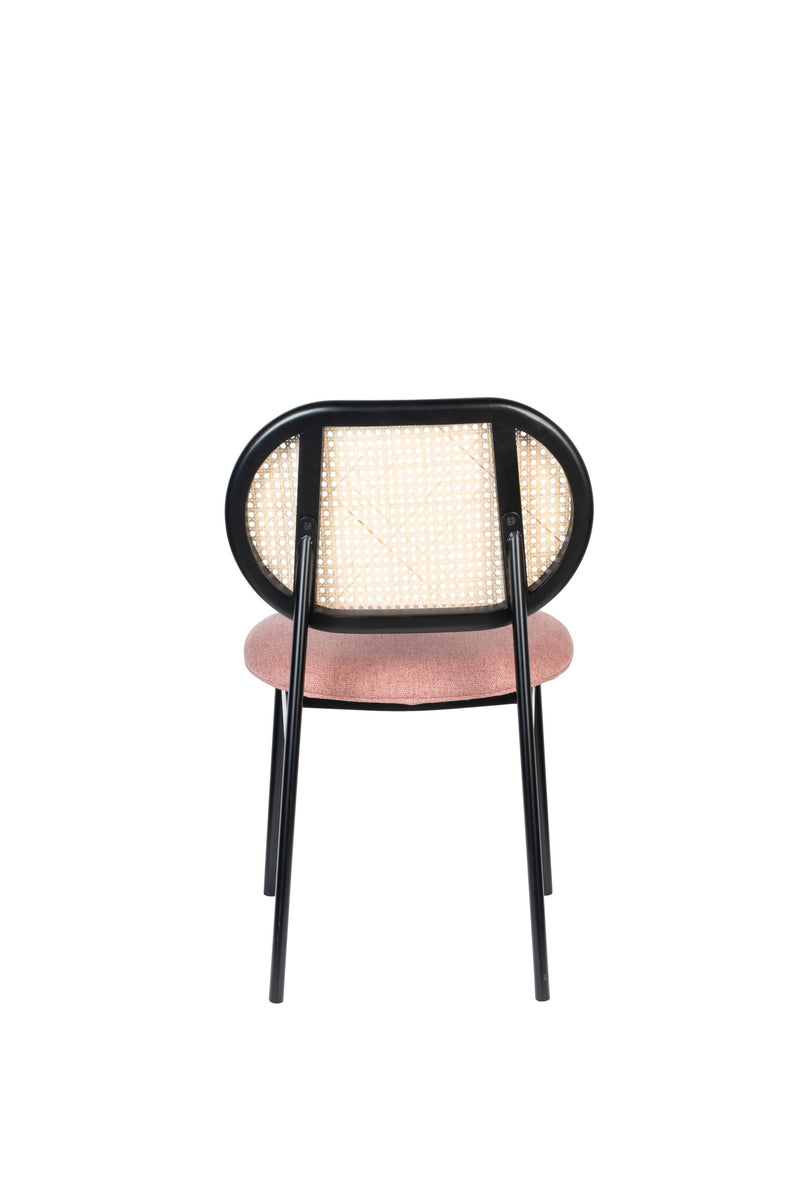 Esszimmerstuhl Spike Natural/Pink aus Rattan mit Stahlgestell Zuiver