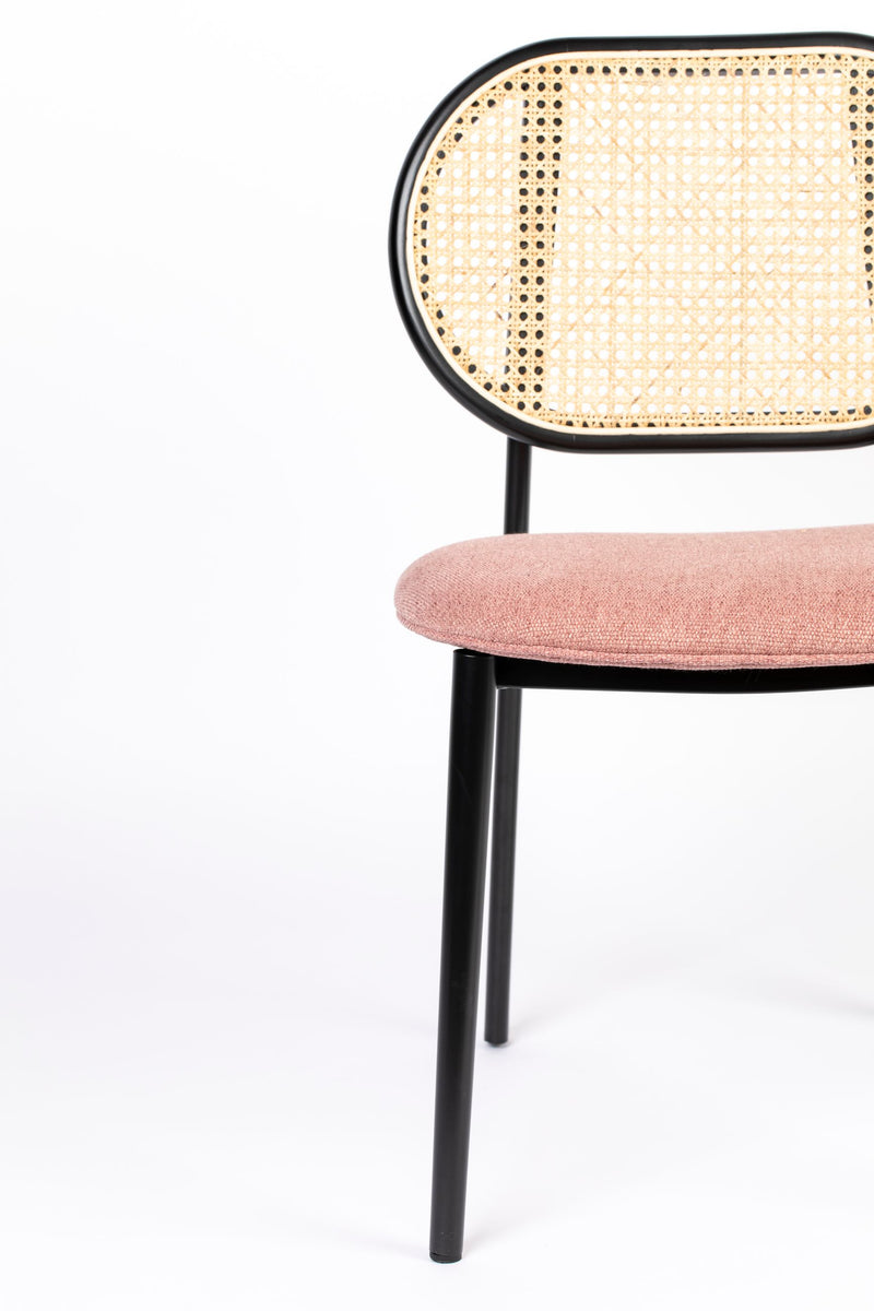 Esszimmerstuhl Spike Natural/Pink aus Rattan mit Stahlgestell Zuiver