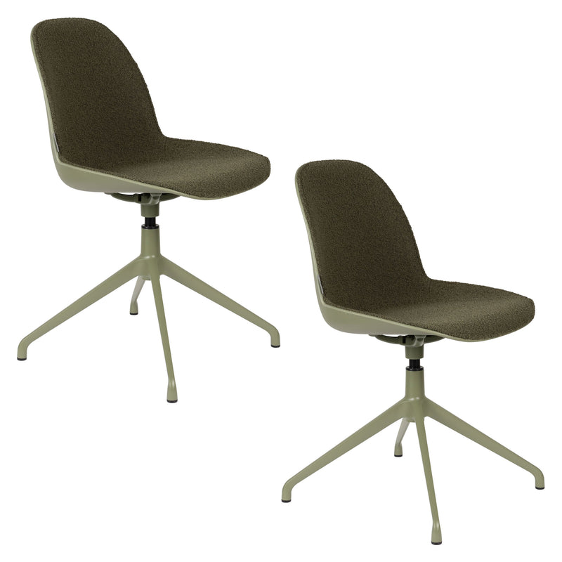 Esszimmerstuhl Albert Kuip Swivel 2er-Set in Grün mit Aluminiumgestell