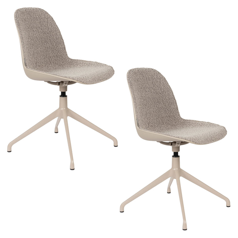 Esszimmerstuhl Albert Kuip 2er-Set, Taupe mit Aluminium-Gestell