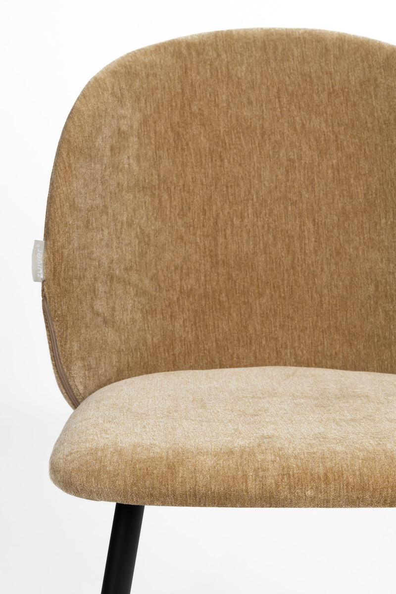 Esszimmerstuhl Cozy im 2er-Set, Mustard mit Samt-Polsterung von Zuiver