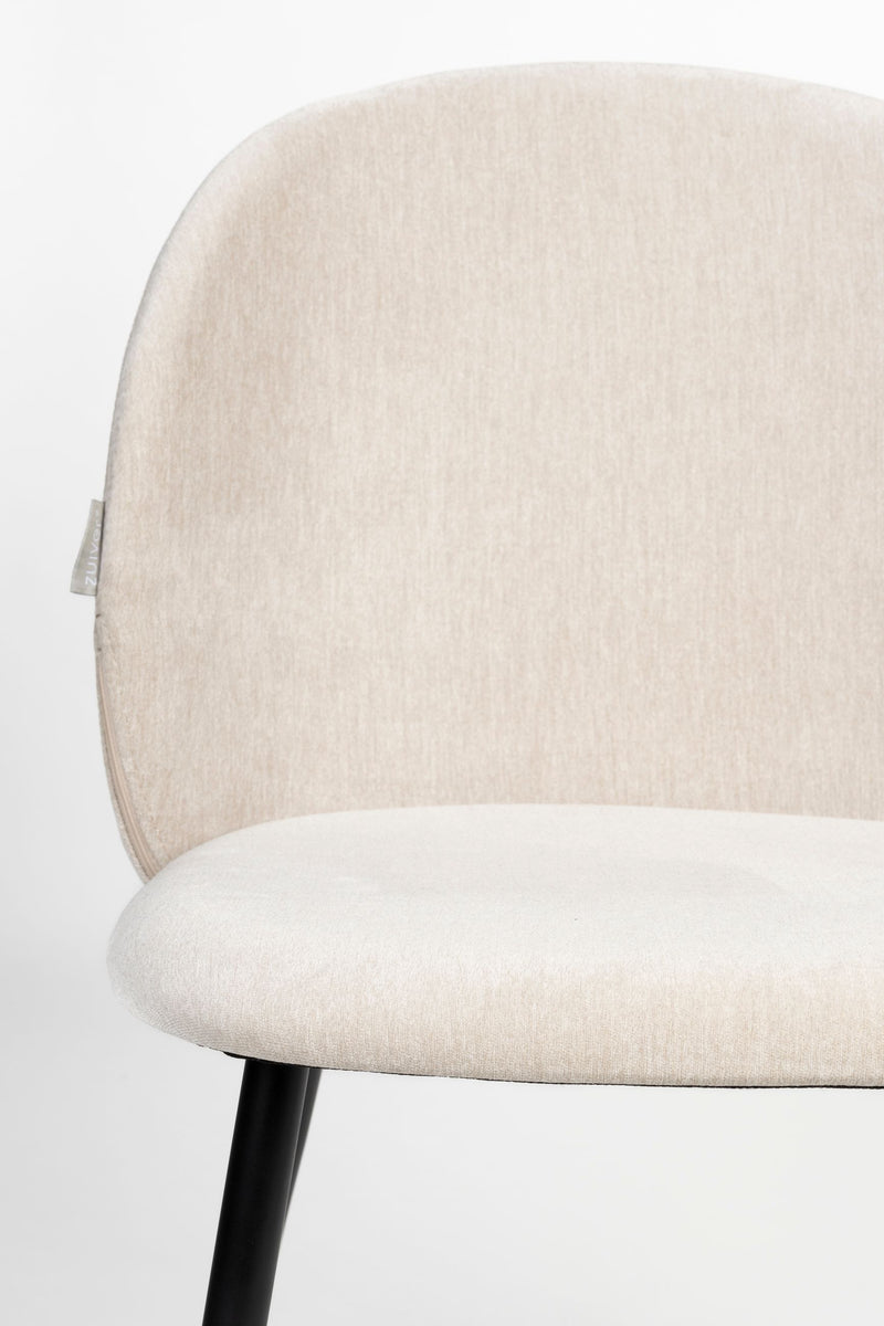 Esszimmerstuhl Cozy im 2er-Set, Beige mit Stahlgestell von Zuiver