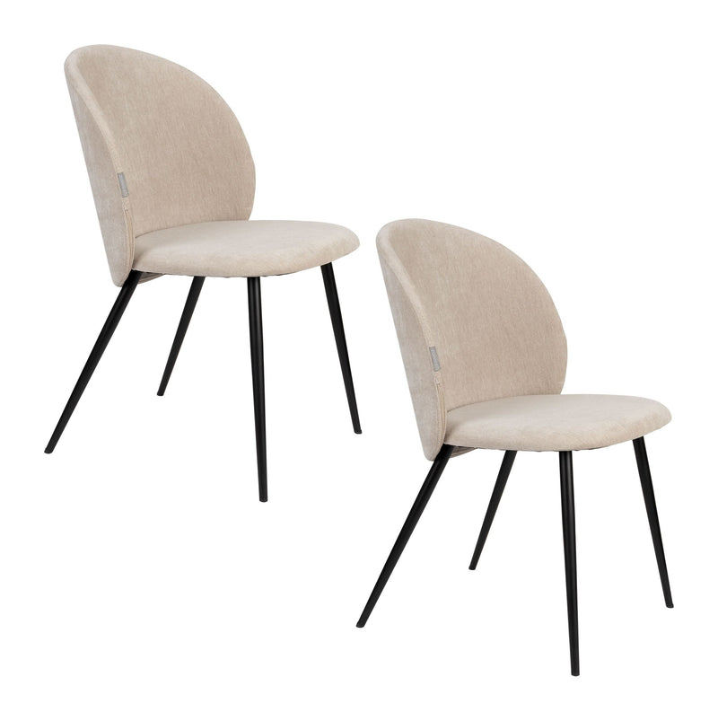 Esszimmerstuhl Cozy im 2er-Set, Beige mit Stahlgestell von Zuiver