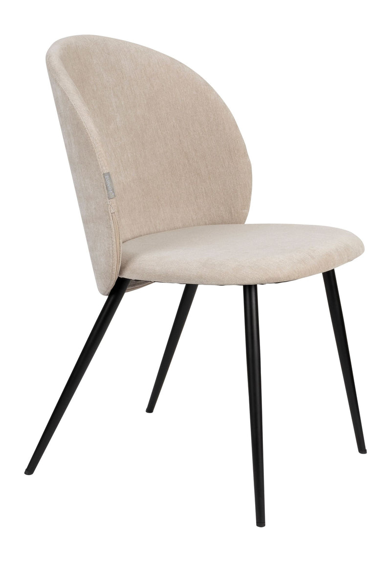 Esszimmerstuhl Cozy im 2er-Set, Beige mit Stahlgestell von Zuiver