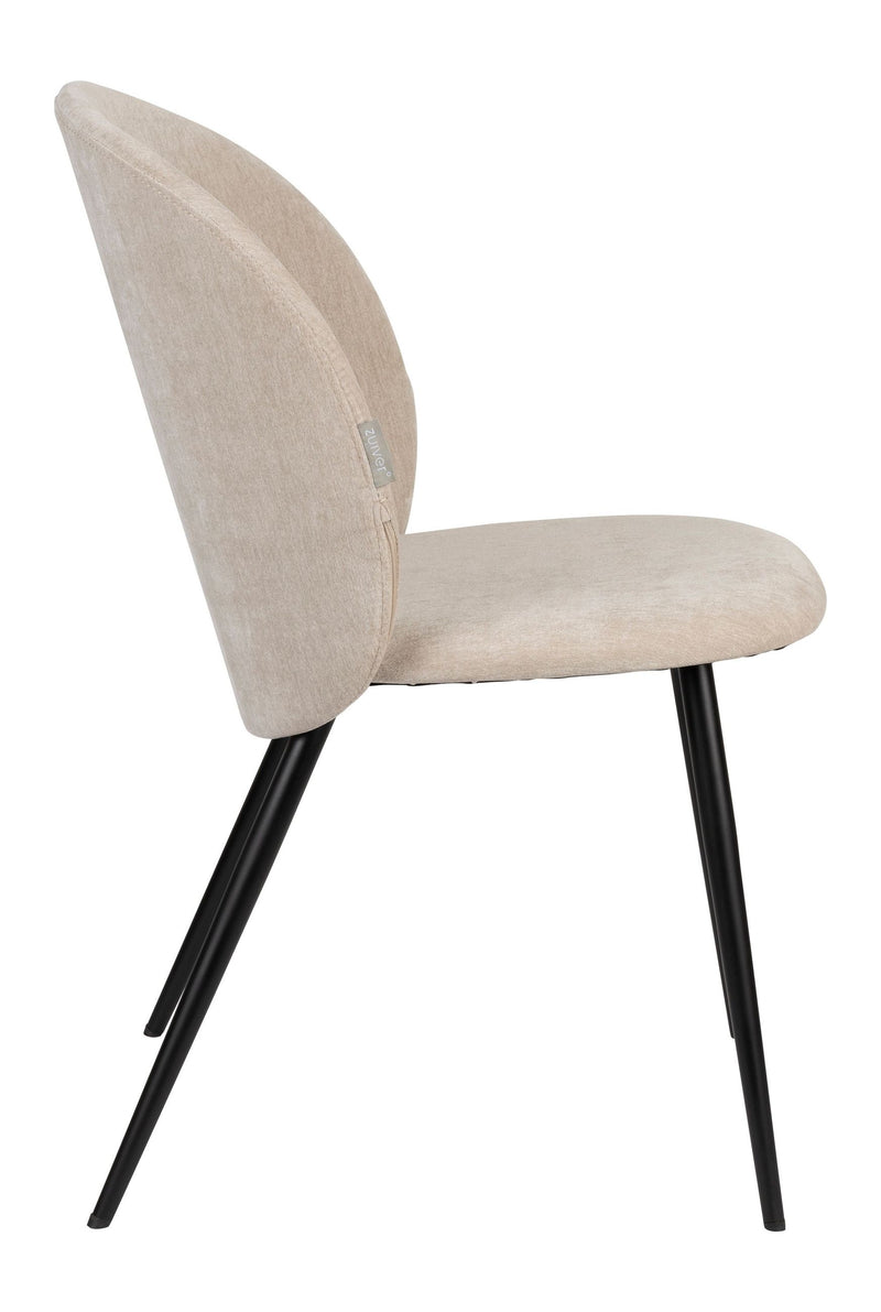 Esszimmerstuhl Cozy im 2er-Set, Beige mit Stahlgestell von Zuiver