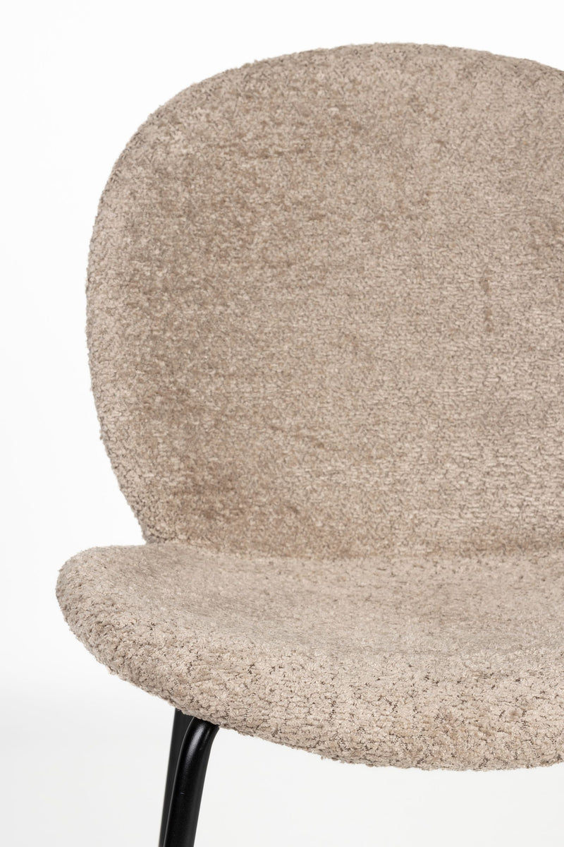 Esszimmerstuhl Bonnet im 2er-Set, Beige mit schwarzem Metallgestell