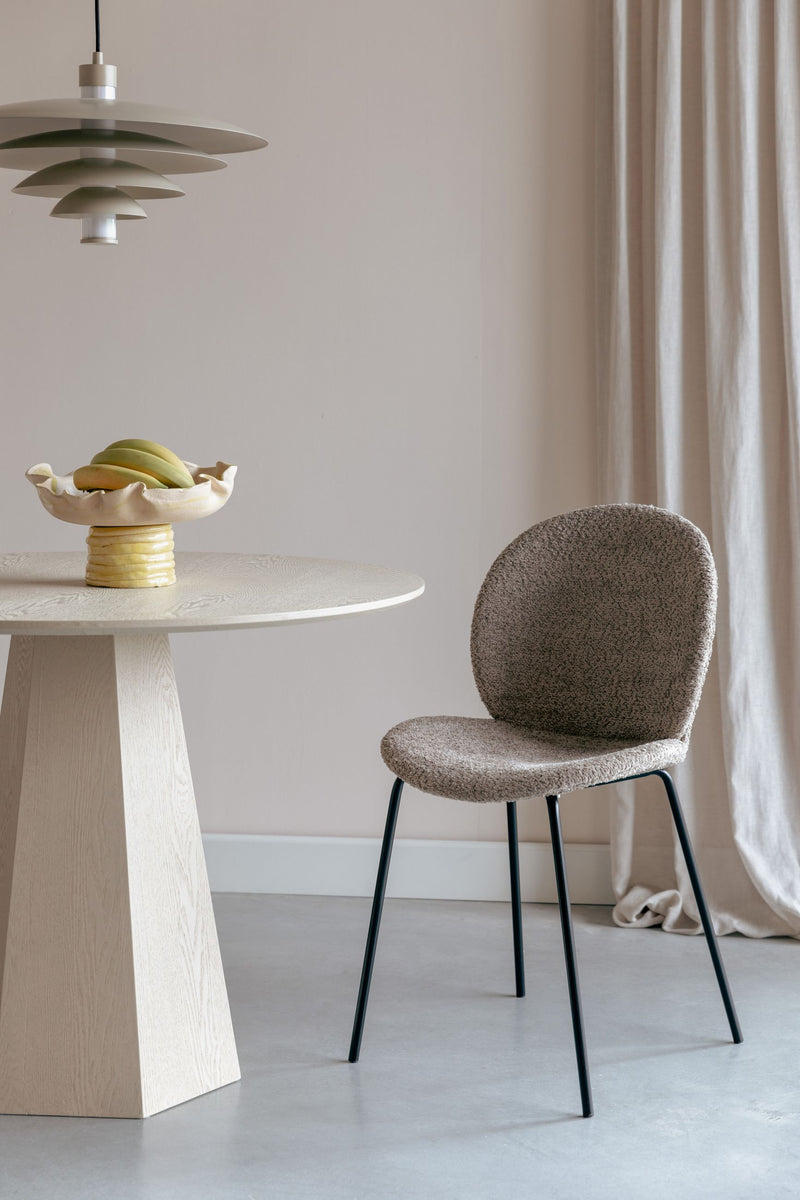 Esszimmerstuhl Bonnet im 2er-Set, Beige mit schwarzem Metallgestell