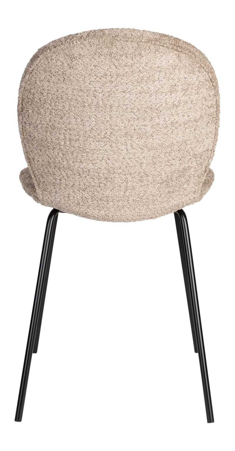Esszimmerstuhl Bonnet im 2er-Set, Beige mit schwarzem Metallgestell