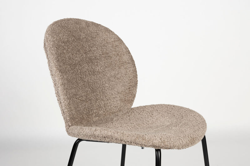 Esszimmerstuhl Bonnet im 2er-Set, Beige mit schwarzem Metallgestell