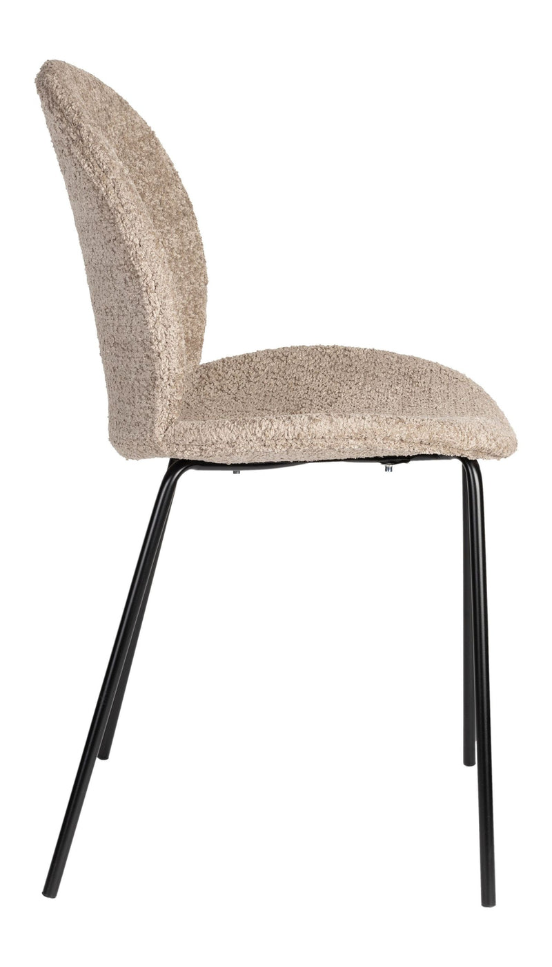 Esszimmerstuhl Bonnet im 2er-Set, Beige mit schwarzem Metallgestell