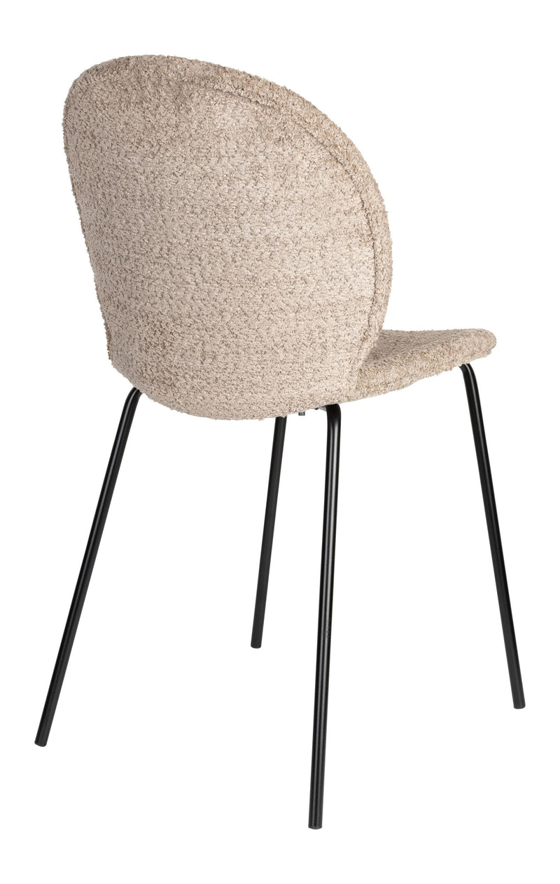 Esszimmerstuhl Bonnet im 2er-Set, Beige mit schwarzem Metallgestell