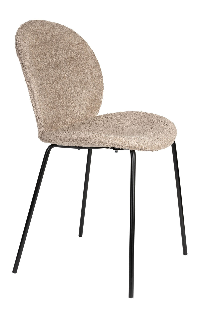 Esszimmerstuhl Bonnet im 2er-Set, Beige mit schwarzem Metallgestell