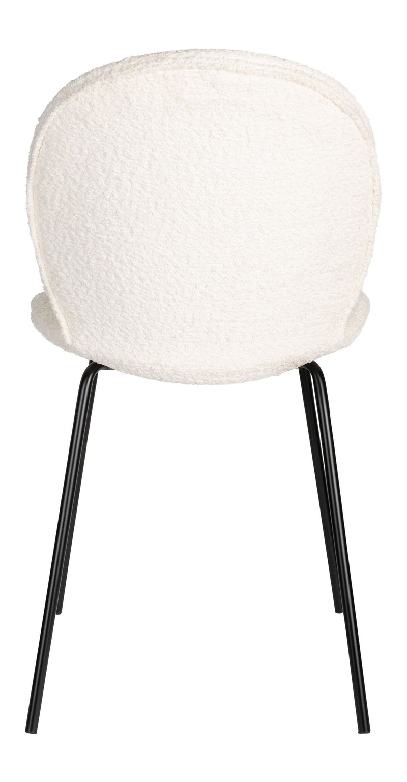Esszimmerstuhl Bonnet 2er-Set, Off-White mit schwarzem Metallgestell