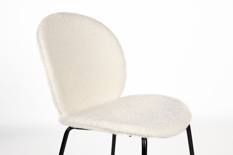 Esszimmerstuhl Bonnet 2er-Set, Off-White mit schwarzem Metallgestell
