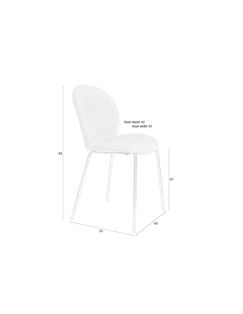 Esszimmerstuhl Bonnet 2er-Set, Off-White mit schwarzem Metallgestell