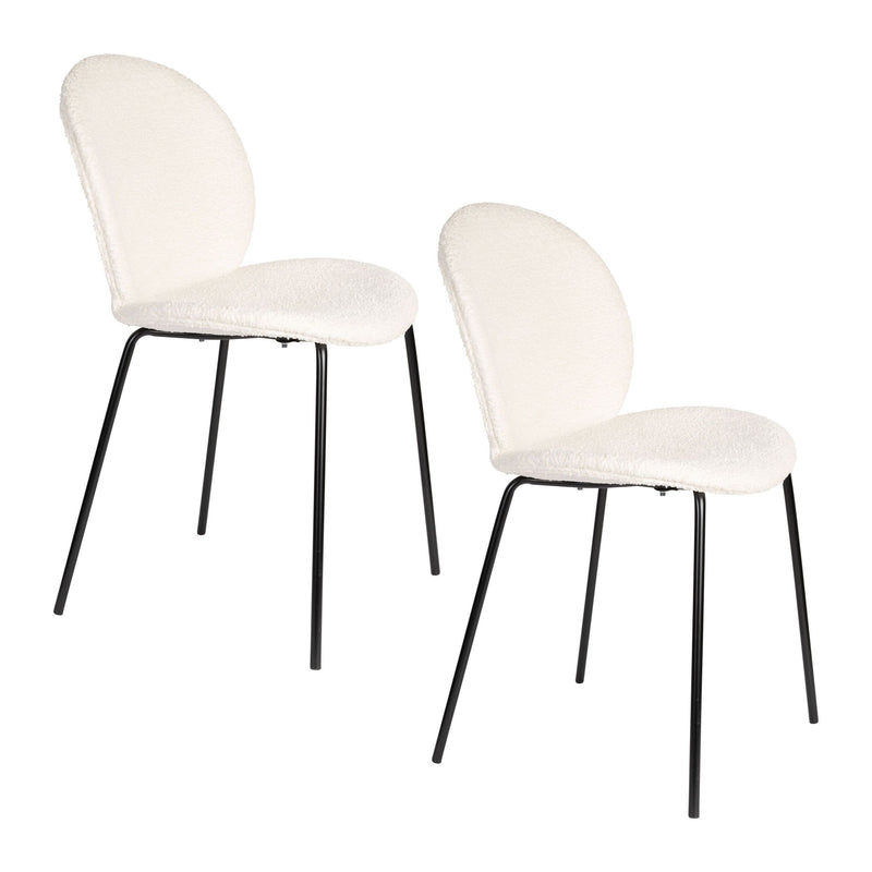 Esszimmerstuhl Bonnet 2er-Set, Off-White mit schwarzem Metallgestell