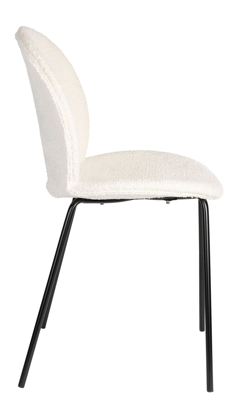 Esszimmerstuhl Bonnet 2er-Set, Off-White mit schwarzem Metallgestell