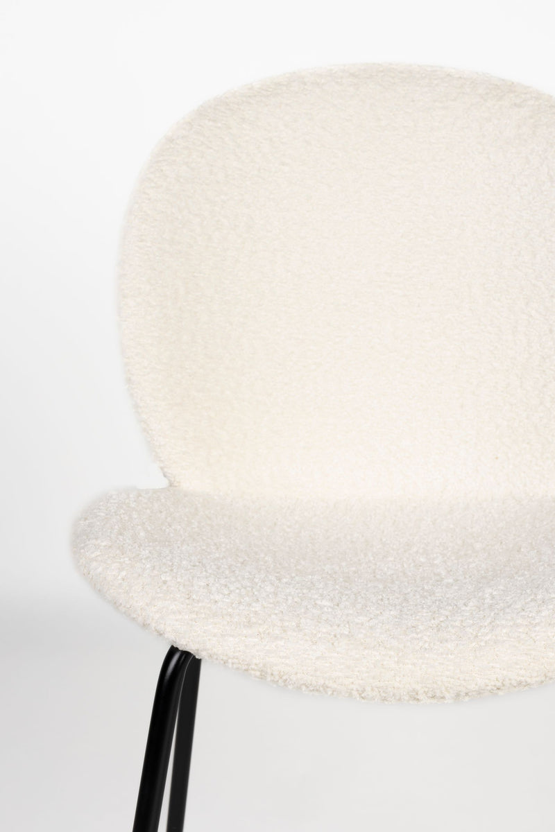 Esszimmerstuhl Bonnet 2er-Set, Off-White mit schwarzem Metallgestell