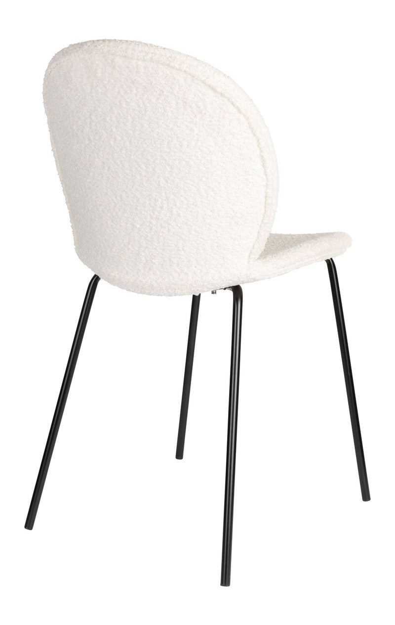 Esszimmerstuhl Bonnet 2er-Set, Off-White mit schwarzem Metallgestell