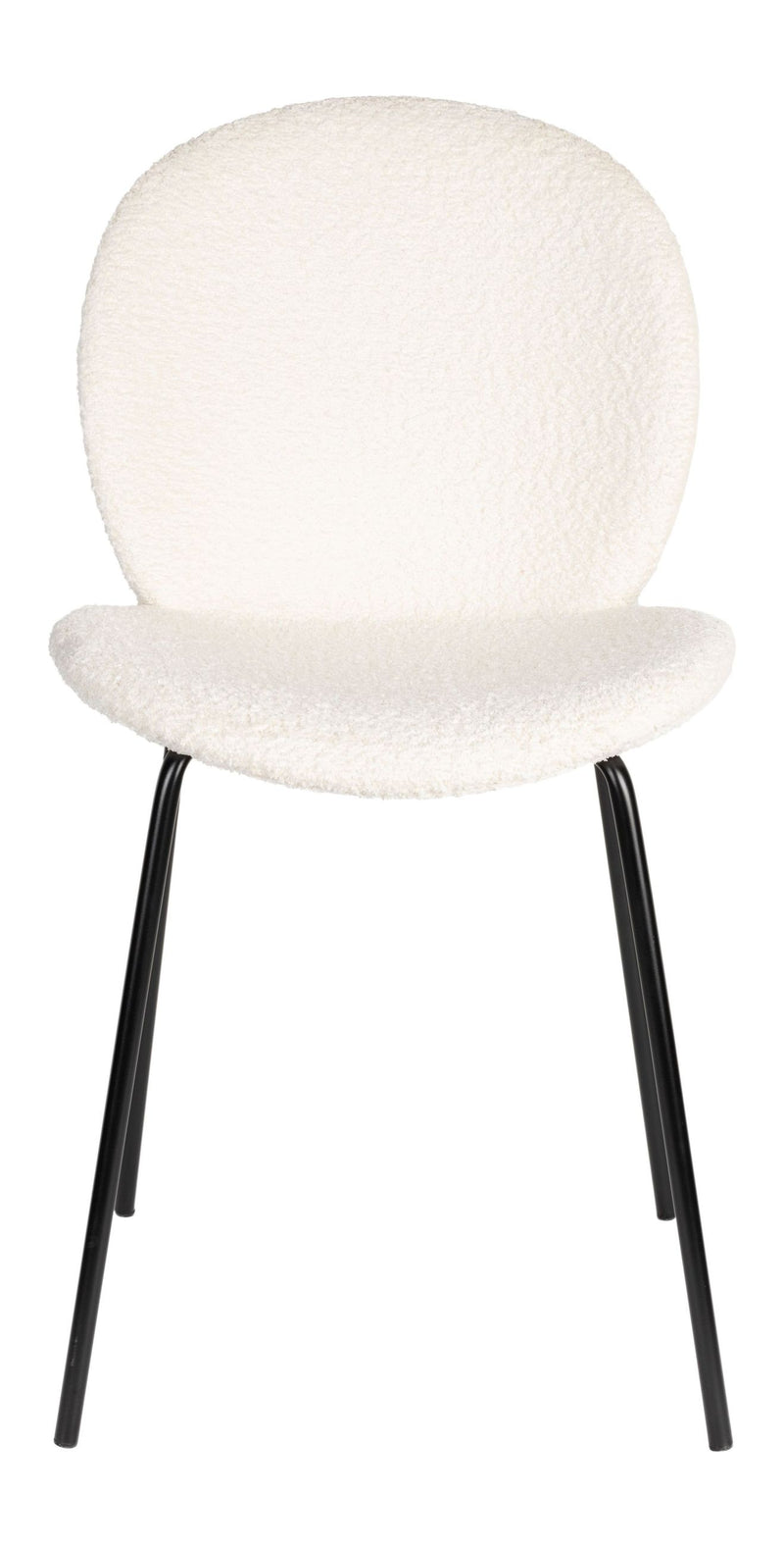 Esszimmerstuhl Bonnet 2er-Set, Off-White mit schwarzem Metallgestell