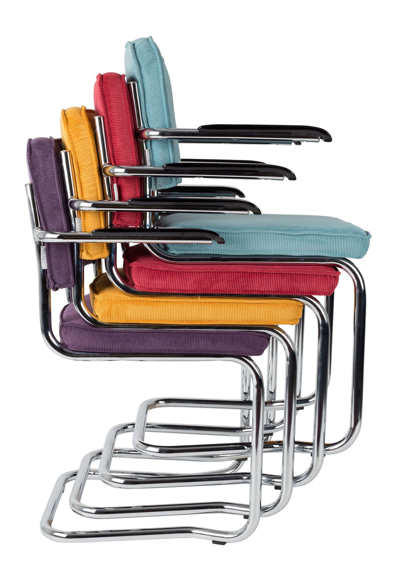 Sessel Ridge Kink Rib im 2er-Set, Gelb mit Rippstoff von Zuiver