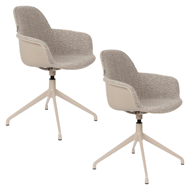 Sessel Albert Kuip: 2er-Set, Taupe mit Drehfuß und Armlehnen