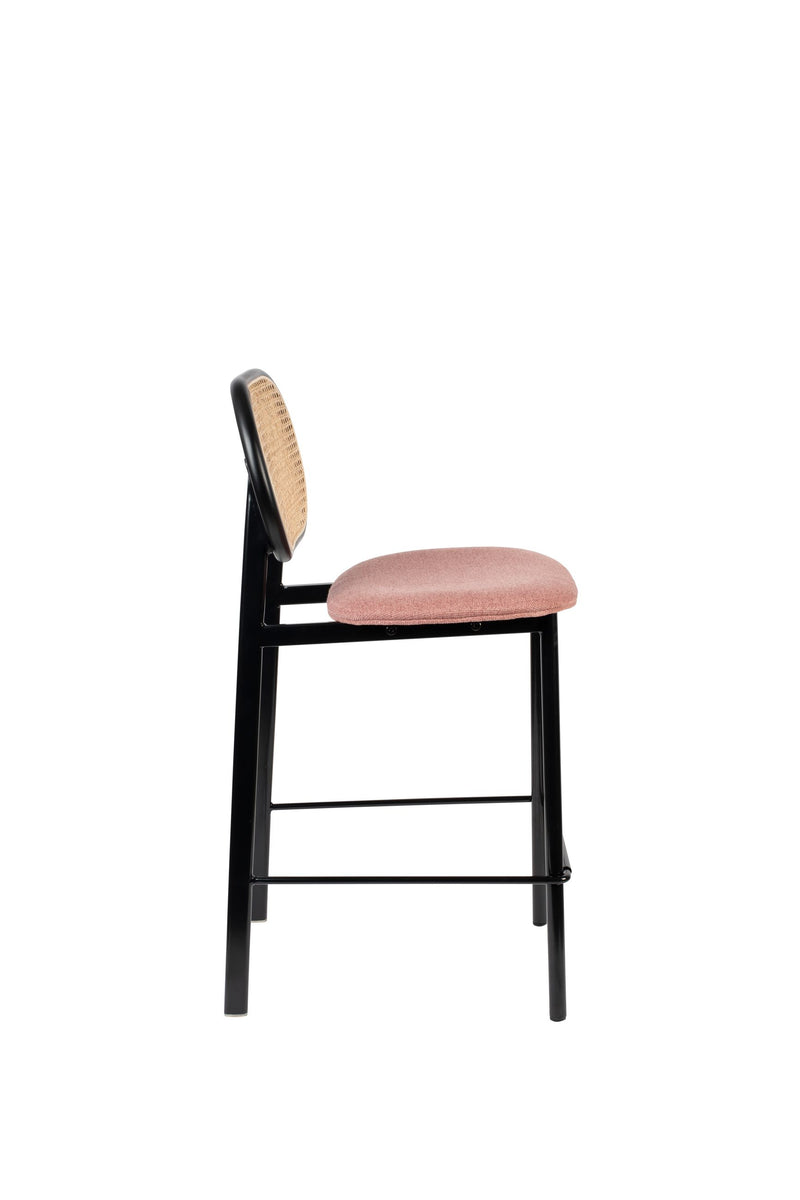 Barhocker Spike von Zuiver mit Stoffbezug in Rosa, Stahlgestell