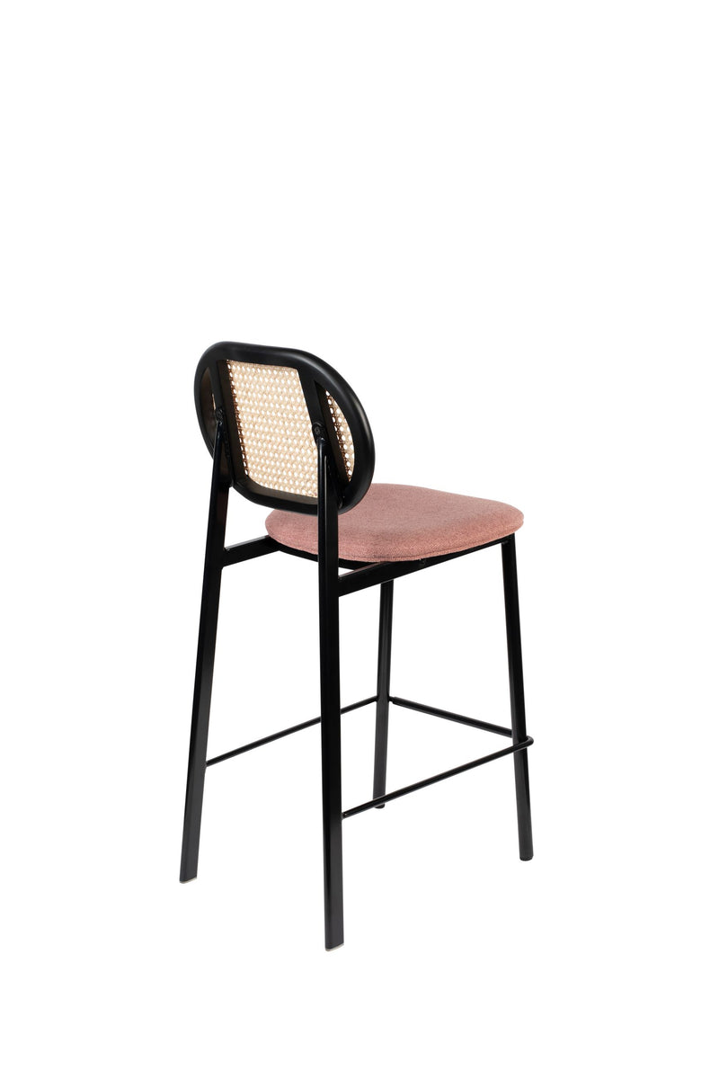Barhocker Spike von Zuiver mit Stoffbezug in Rosa, Stahlgestell