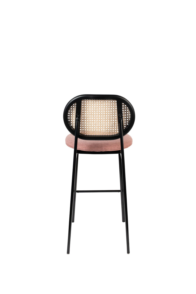 Barhocker Spike von Zuiver mit Stoffbezug in Rosa, Stahlgestell