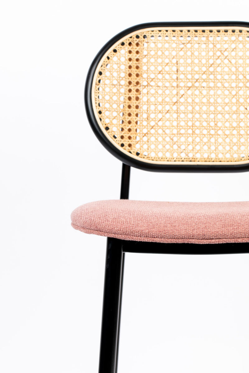 Barhocker Spike von Zuiver mit Stoffbezug in Rosa, Stahlgestell