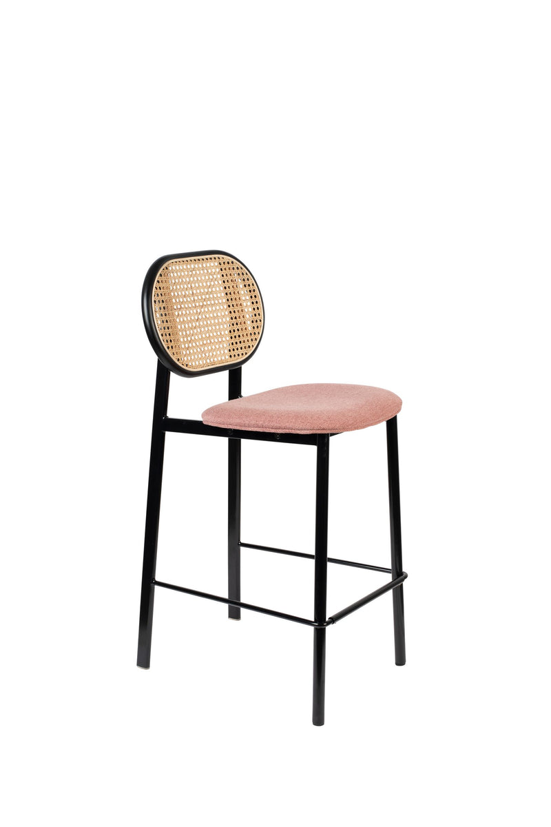 Barhocker Spike von Zuiver mit Stoffbezug in Rosa, Stahlgestell