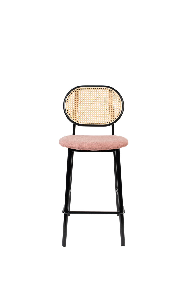 Barhocker Spike von Zuiver mit Stoffbezug in Rosa, Stahlgestell