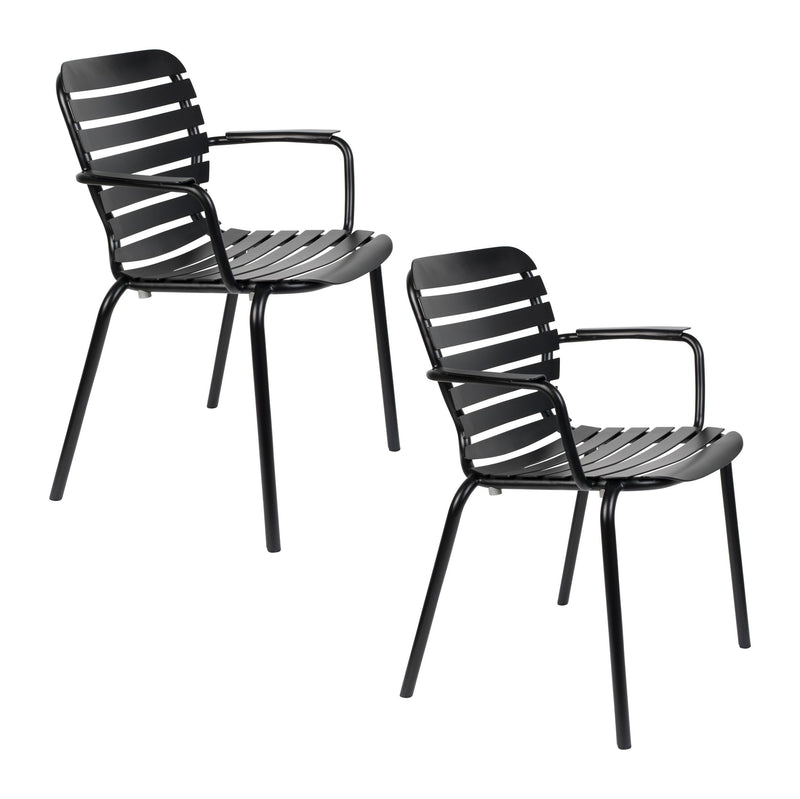 Gartensessel Vondel im 2er-Set, Schwarz aus Aluminium von Zuiver