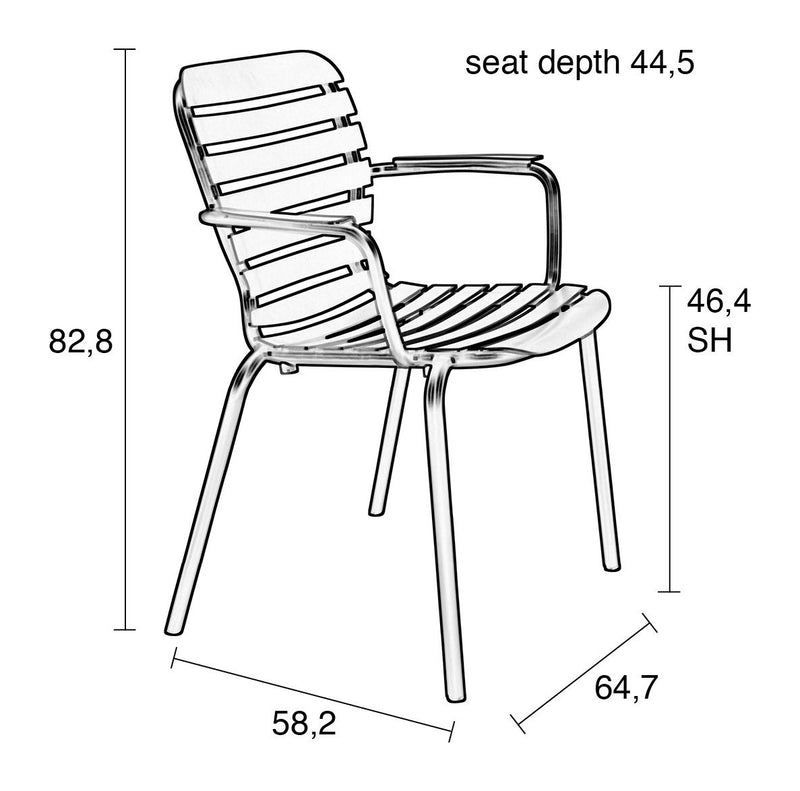Gartensessel Vondel im 2er-Set, Schwarz aus Aluminium von Zuiver