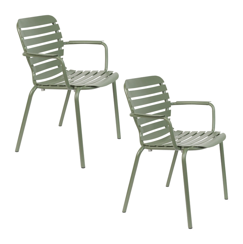 Gartensessel Vondel im 2er-Set, Grün aus Aluminium von Zuiver