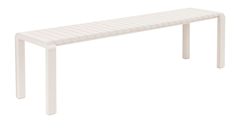 Gartenbank Vondel 175 cm im Clay-Weiß aus Aluminium für 3 Sitzplätze
