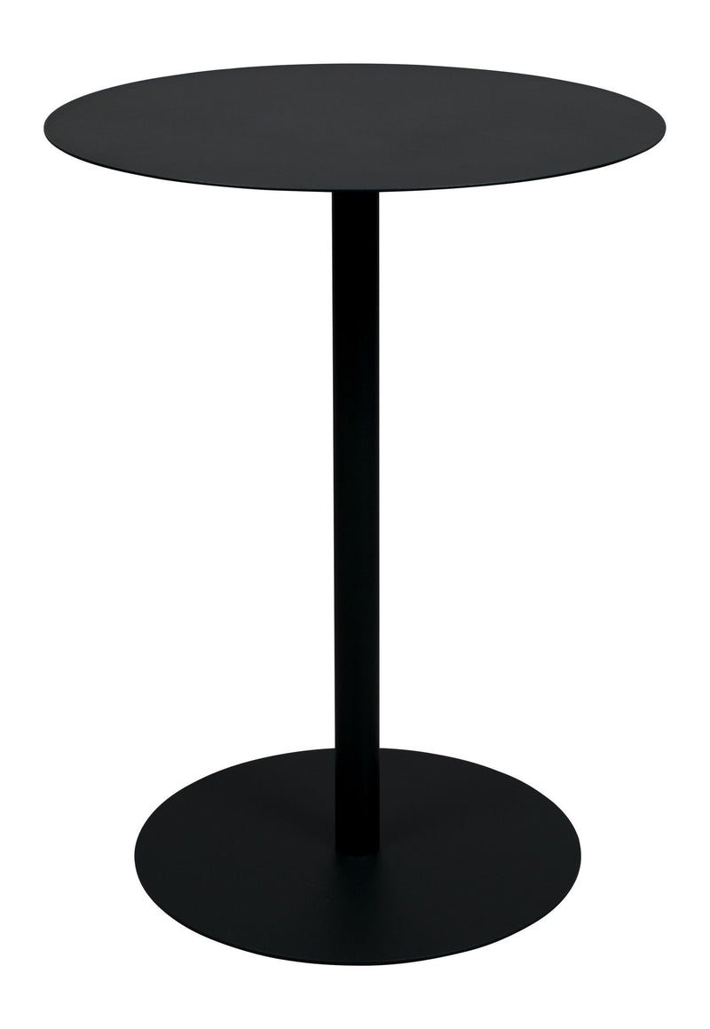 Bistrotisch Snow Black von Zuiver, runder Tisch aus Stahl, Schwarz