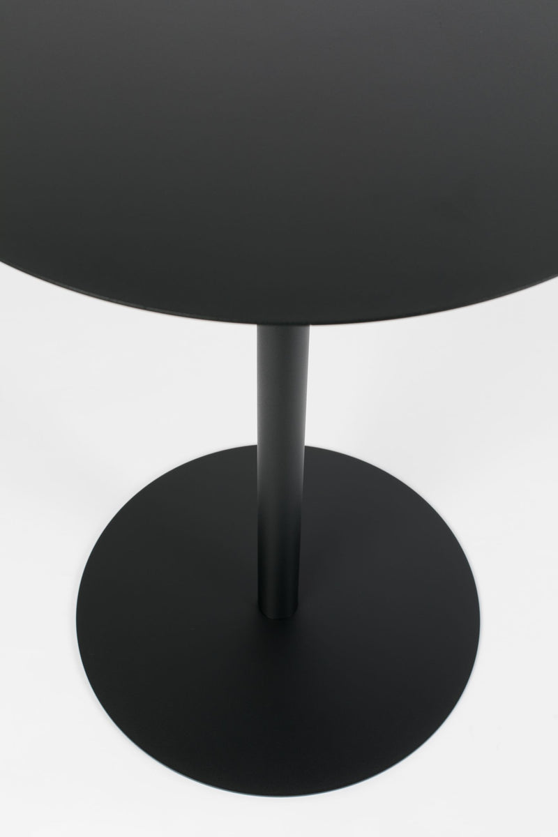 Bistrotisch Snow Black von Zuiver, runder Tisch aus Stahl, Schwarz