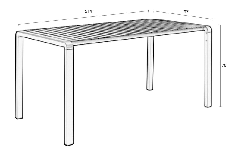 Gartentisch Vondel 214x97 cm, Grün aus Aluminium von Zuiver