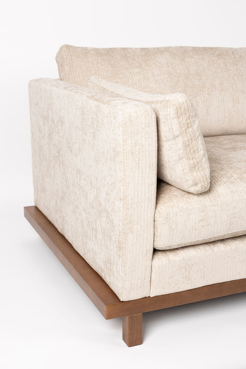 Sofa Blossom 4,5-Sitzer Sand mit Eichenholz-Gestell im Japandi-Design