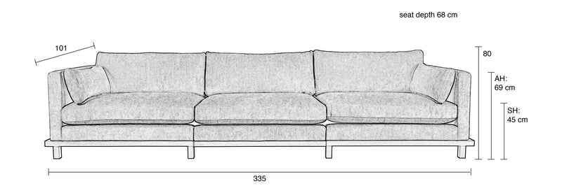 Sofa Blossom 4,5-Sitzer Sand mit Eichenholz-Gestell im Japandi-Design