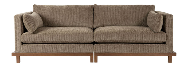 Sofa Blossom 3-Sitzer Moss mit Eichenholz-Gestell im Japandi-Stil