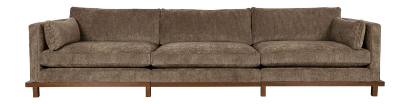 Sofa Blossom 4,5-Sitzer Moss mit Eichenholz-Gestell im Japandi-Stil