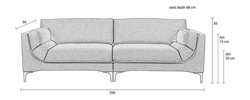 Sofa Balcony 3-Sitzer Caramel, Zuiver Designsofa mit Stoffbezug