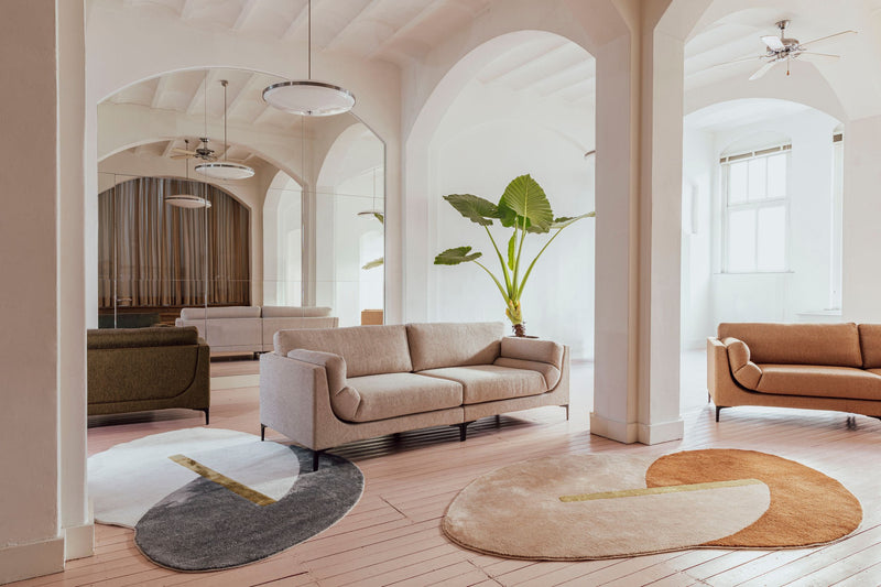 Sofa Balcony 3-Sitzer Beige mit Stahl-Holz-Gestell von Zuiver