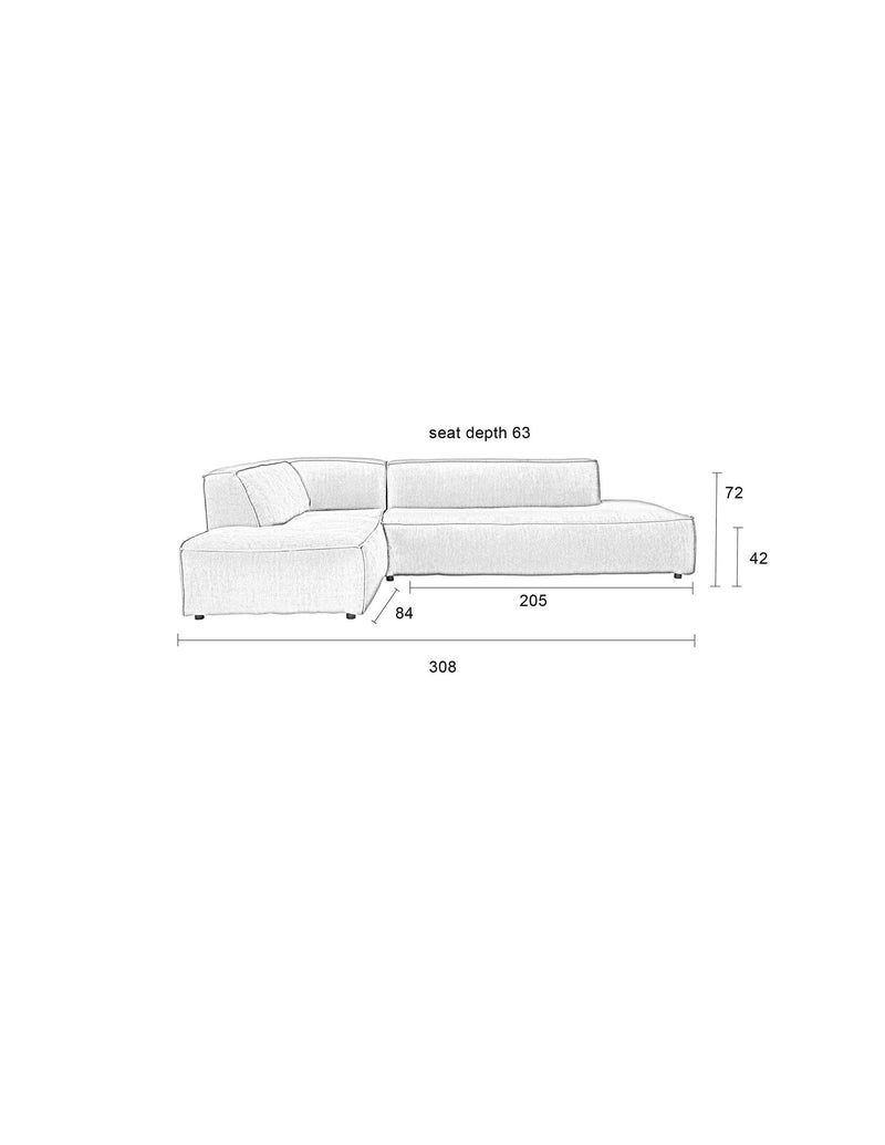 Ecksofa Fat Freddy Right in Natural-Beige mit Rippstoff von Zuiver