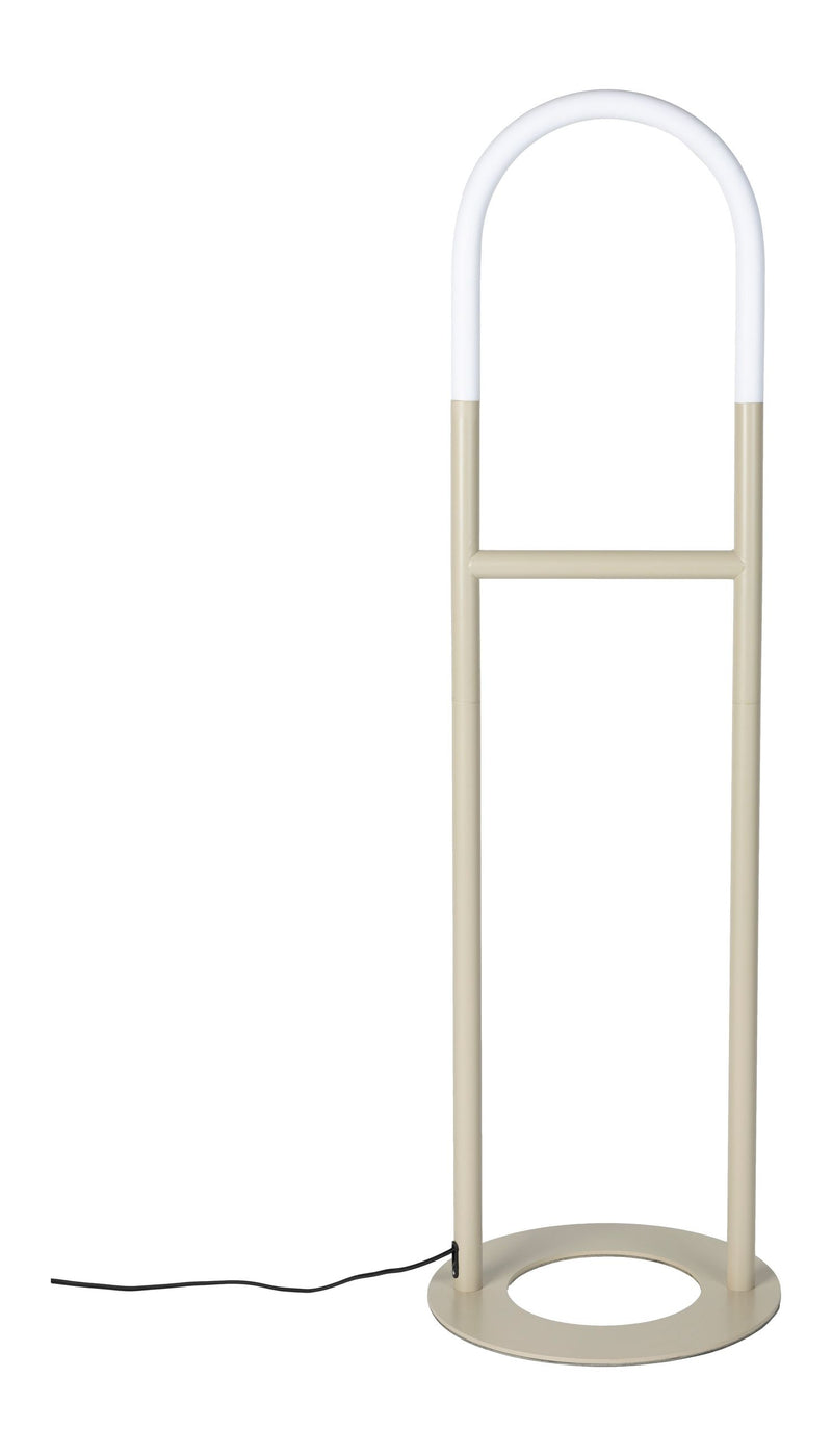 Stehlampe Arch Zuiver in Beige mit Acrylglas-Schirm und Eisengestell
